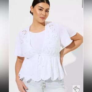 Torrid Eyelet Challis Tie Front Third Piece